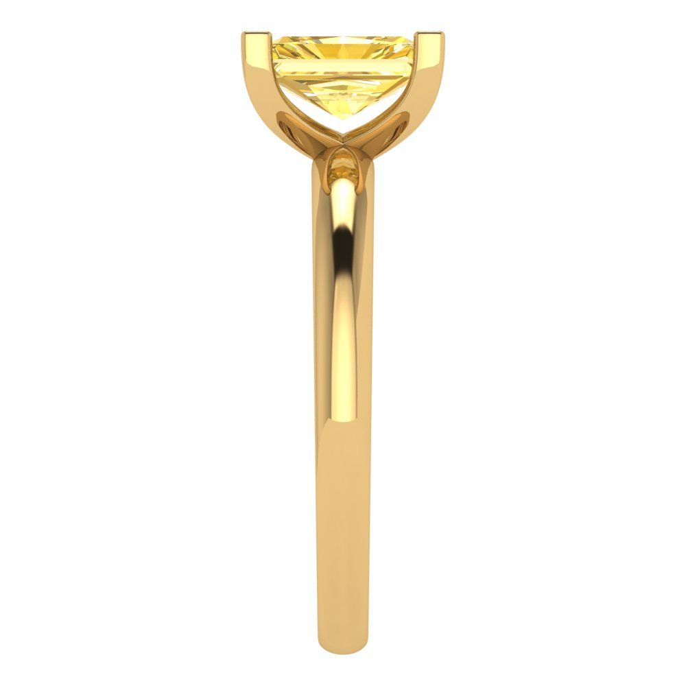 1 cttw Natural Citrine Solitaire  Engagement Ring - Solid Gold (Emerald Cut,7X5mm)