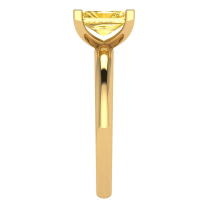 1 cttw Natural Citrine Solitaire  Engagement Ring - Solid Gold (Emerald Cut,7X5mm)