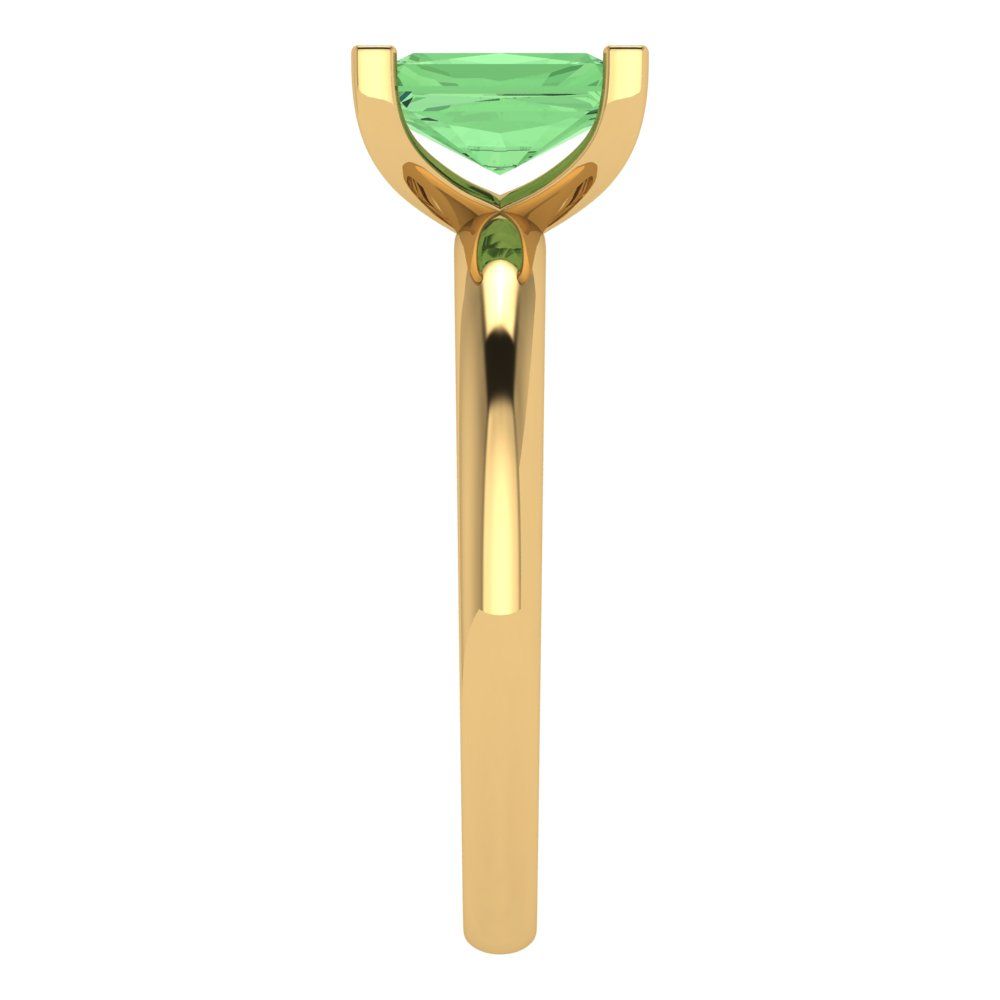 1 cttw Zirconia Simulated Green Diamond Solitaire  Engagement Ring - Solid Gold (VVS1, Emerald Cut,7X5mm)