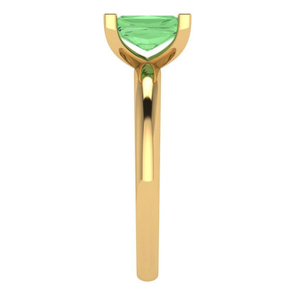 1 cttw Zirconia Simulated Green Diamond Solitaire  Engagement Ring - Solid Gold (VVS1, Emerald Cut,7X5mm)