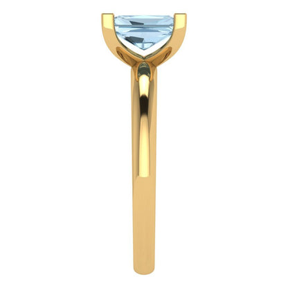 1 cttw Natural Swiss Blue Topaz Solitaire  Engagement Ring - Solid Gold (Emerald Cut,7X5mm)
