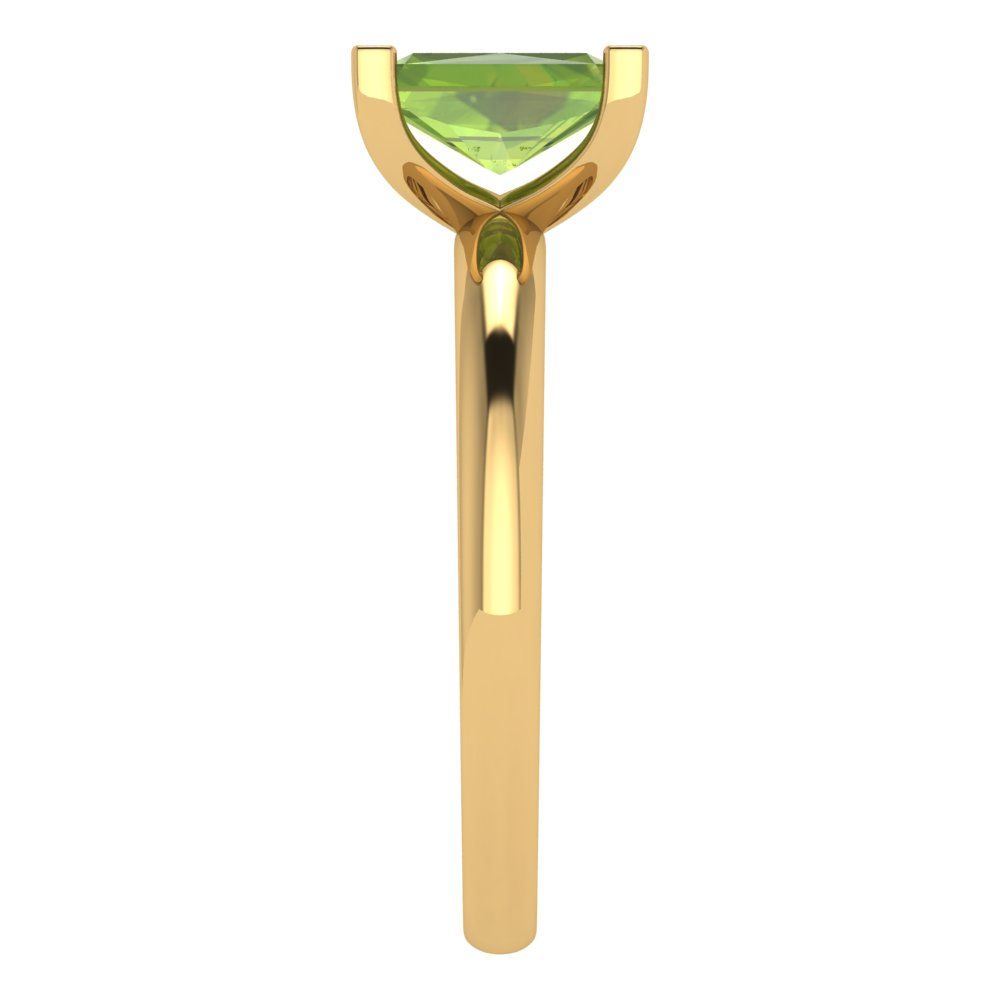 1 cttw Natural Peridot Solitaire  Engagement Ring - Solid Gold (Emerald Cut,7X5mm)