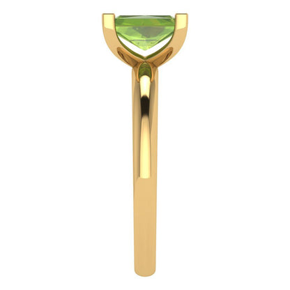 1 cttw Natural Peridot Solitaire  Engagement Ring - Solid Gold (Emerald Cut,7X5mm)
