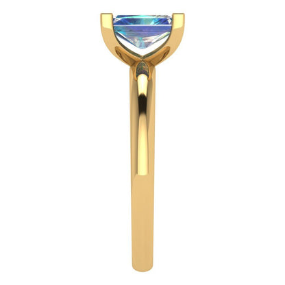 1 cttw Blue Moissanite Solitaire  Engagement Ring - Solid Gold (Emerald Cut,7X5mm)