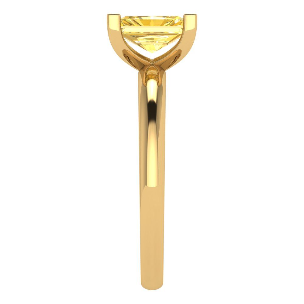 1 cttw Zirconia Simulated Yellow Diamond Solitaire  Engagement Ring - Solid Gold (VVS1, Emerald Cut,7X5mm)