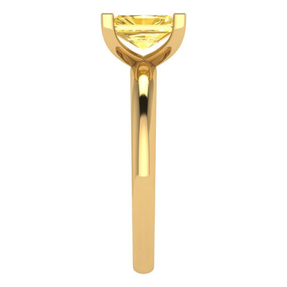 1 cttw Zirconia Simulated Yellow Diamond Solitaire  Engagement Ring - Solid Gold (VVS1, Emerald Cut,7X5mm)