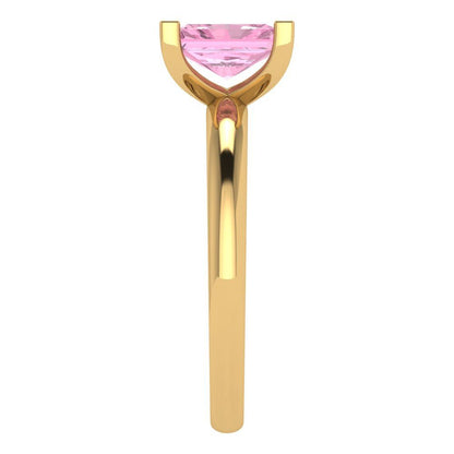 1 cttw Zirconia Simulated Pink Diamond Solitaire  Engagement Ring - Solid Gold (VVS1, Emerald Cut,7X5mm)