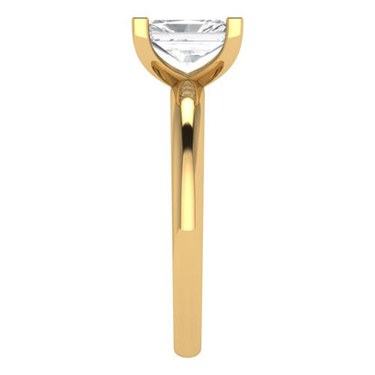 1 cttw Certified Moissanite Solitaire  Engagement Ring - Solid Gold (VVS1, D-F,Emerald Cut,7X5mm)