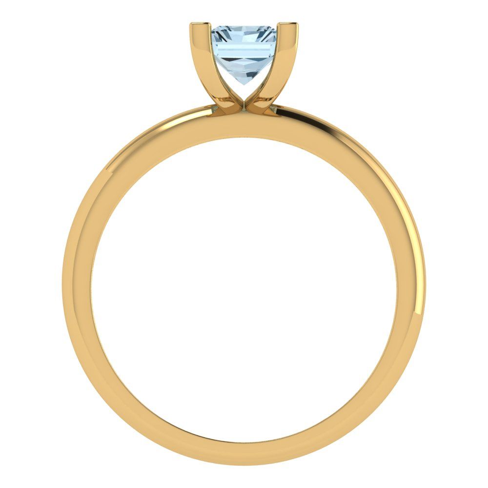 1 cttw Natural Sky Blue Topaz Solitaire  Engagement Ring - Solid Gold (Emerald Cut,7X5mm)
