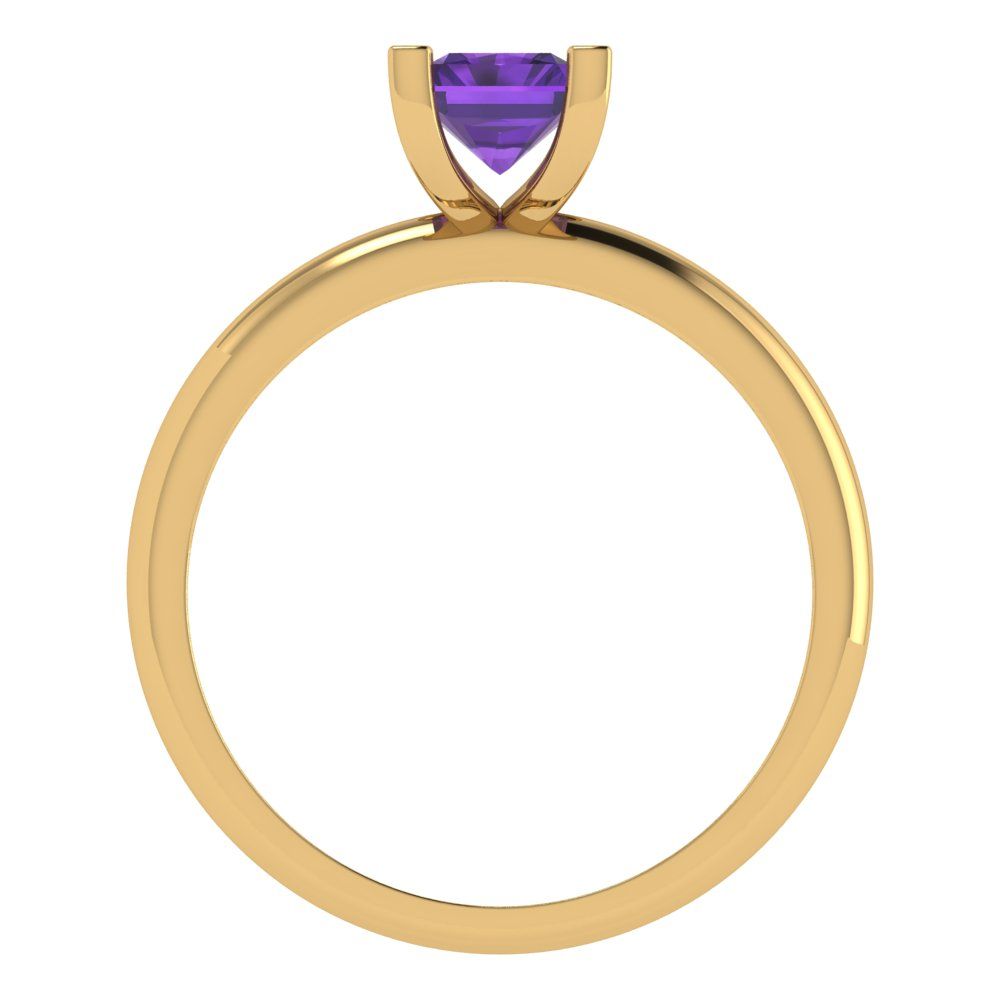 1 cttw Natural Amethyst Solitaire  Engagement Ring - Solid Gold (Emerald Cut,7X5mm)