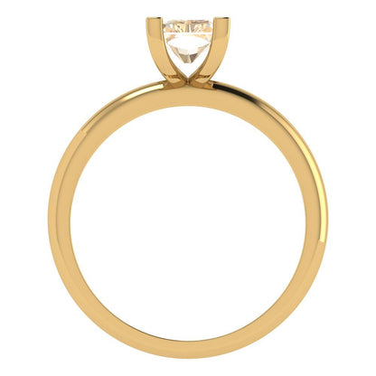 1 cttw Natural Morganite Solitaire  Engagement Ring - Solid Gold (Emerald Cut,7X5mm)