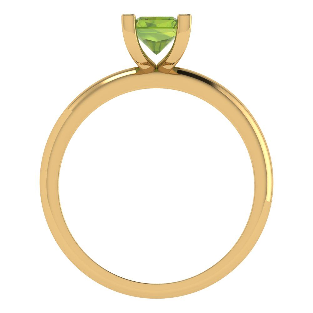 1 cttw Natural Peridot Solitaire  Engagement Ring - Solid Gold (Emerald Cut,7X5mm)