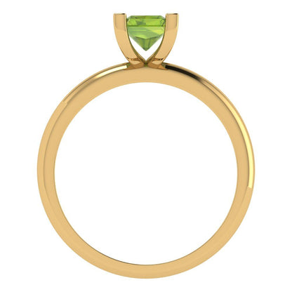 1 cttw Natural Peridot Solitaire  Engagement Ring - Solid Gold (Emerald Cut,7X5mm)