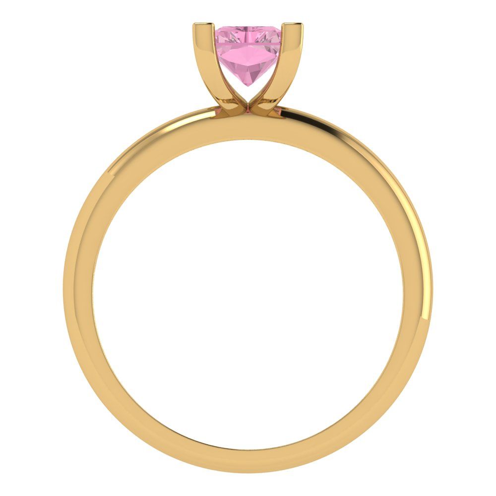 1 cttw Zirconia Simulated Pink Diamond Solitaire  Engagement Ring - Solid Gold (VVS1, Emerald Cut,7X5mm)