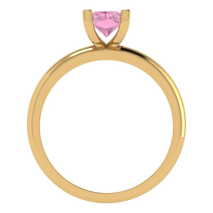 1 cttw Zirconia Simulated Pink Diamond Solitaire  Engagement Ring - Solid Gold (VVS1, Emerald Cut,7X5mm)