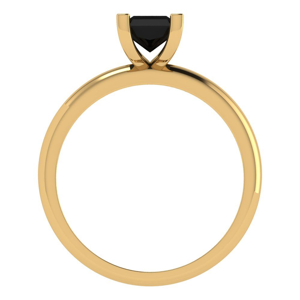 1 cttw Natural Onyx Solitaire  Engagement Ring - Solid Gold (Emerald Cut,7X5mm)