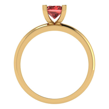 1 cttw Natural Garnet Solitaire  Engagement Ring - Solid Gold (Emerald Cut,7X5mm)