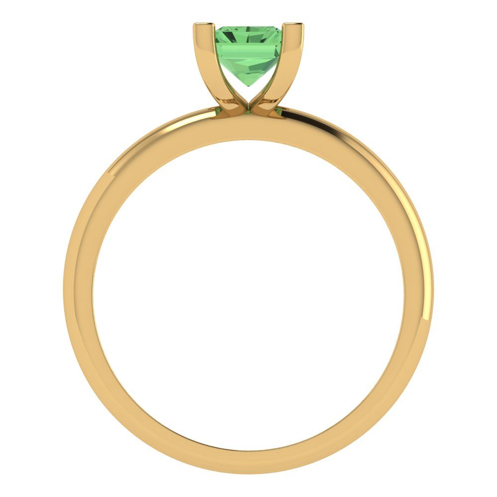 1 cttw Zirconia Simulated Green Diamond Solitaire  Engagement Ring - Solid Gold (VVS1, Emerald Cut,7X5mm)