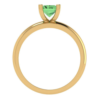 1 cttw Zirconia Simulated Green Diamond Solitaire  Engagement Ring - Solid Gold (VVS1, Emerald Cut,7X5mm)