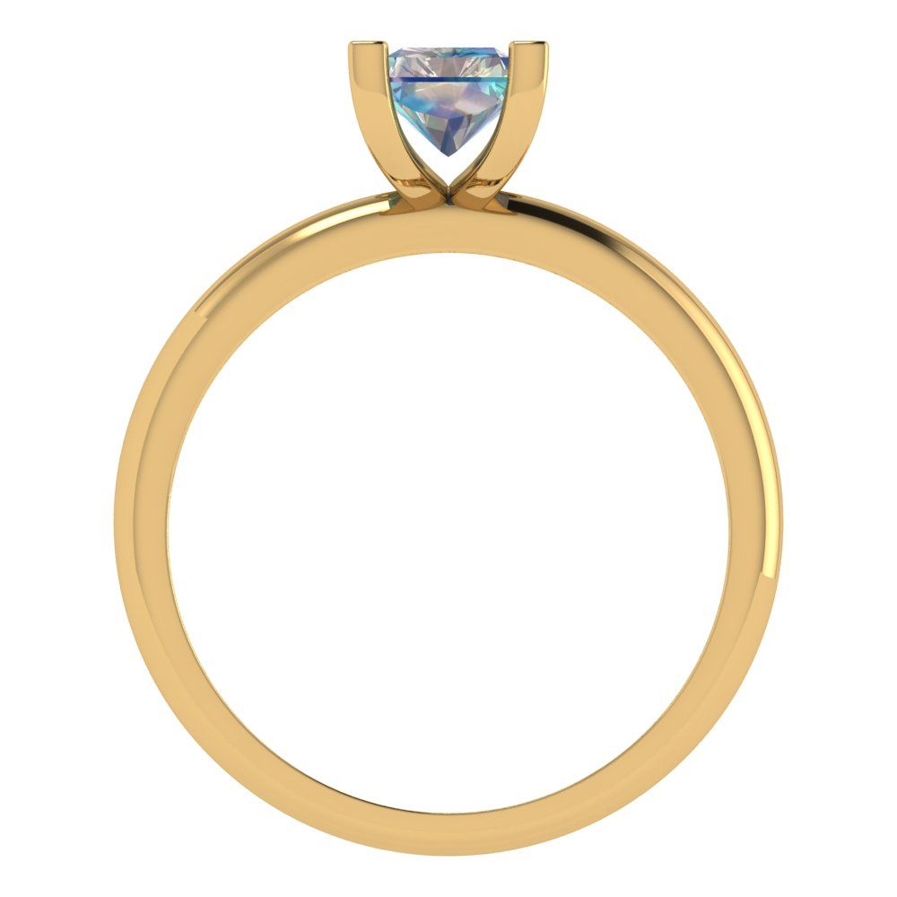 1 cttw Blue Moissanite Solitaire  Engagement Ring - Solid Gold (Emerald Cut,7X5mm)