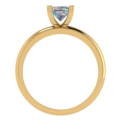 1 cttw Blue Moissanite Solitaire  Engagement Ring - Solid Gold (Emerald Cut,7X5mm)