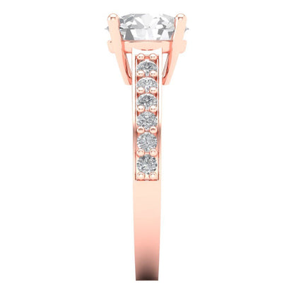 2.18 ct Brilliant Round Cut Natural Diamond Stone Clarity VS1-2 Color G-H Rose Gold Solitaire with Accents Ring