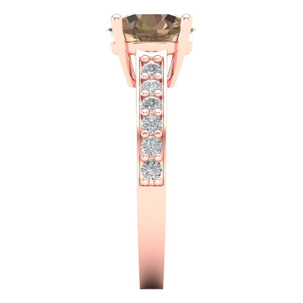 2.3 cttw Yellow Moissanite Solitaire with Zirconia Simulated Diamond Accents Engagement Ring - Solid Gold (Round Cut,8.0mm)