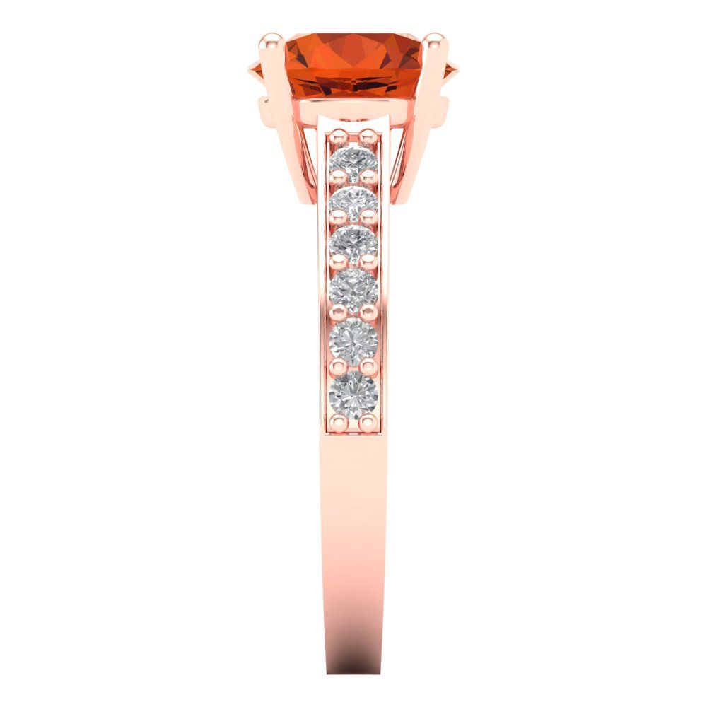 2.3 cttw Zirconia Simulated Red Diamond Solitaire with Zirconia Simulated Diamond Accents Engagement Ring - Solid Gold (VVS1, Round Cut,8.0mm)