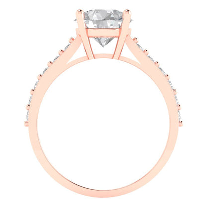 2.3 cttw Zirconia Simulated Diamond Solitaire with Zirconia Simulated Diamond Accents Engagement Ring - Solid Gold (VVS1, Round Cut,8.0mm)