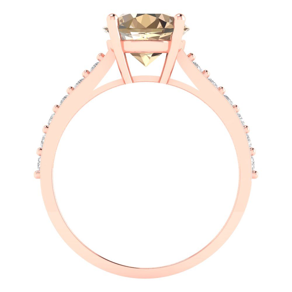 2.3 cttw Yellow Moissanite Solitaire with Zirconia Simulated Diamond Accents Engagement Ring - Solid Gold (Round Cut,8.0mm)