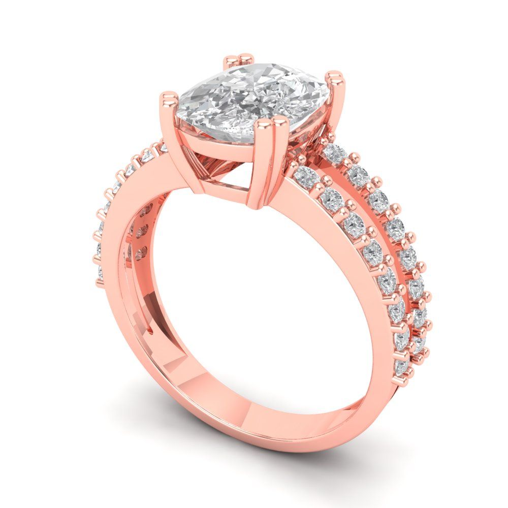 3.48 cttw White Sapphire Solitaire with Zirconia Simulated Diamond Accents Engagement Ring - Solid Gold (Long Cushion Cut,9x7mm)