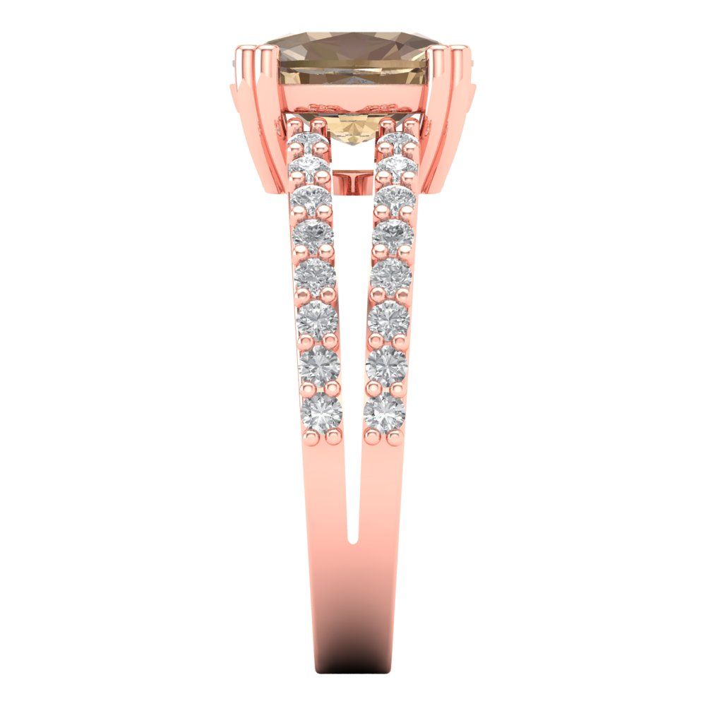 3.48 cttw Yellow Moissanite Solitaire with Zirconia Simulated Diamond Accents Engagement Ring - Solid Gold (Long Cushion Cut,9x7mm)