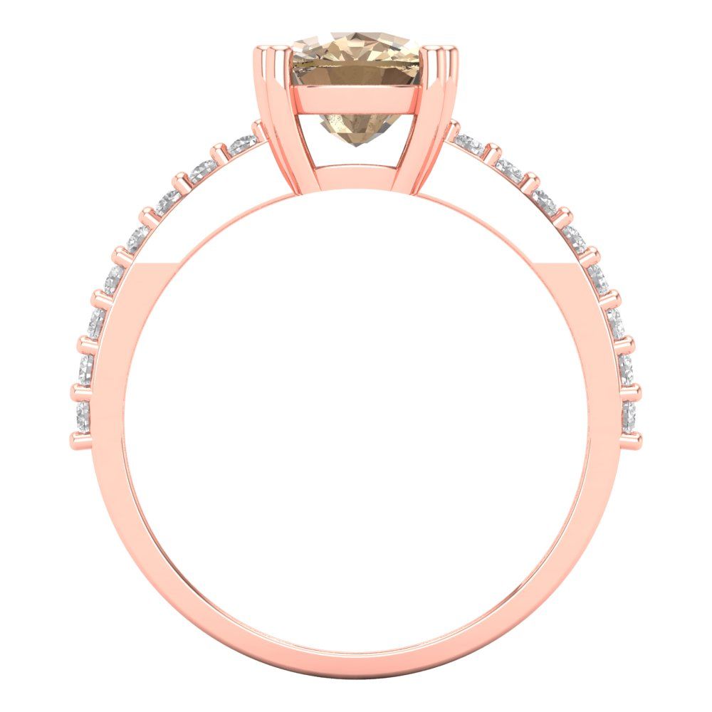 3.48 cttw Yellow Moissanite Solitaire with Zirconia Simulated Diamond Accents Engagement Ring - Solid Gold (Long Cushion Cut,9x7mm)