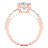 3.96 ct Brilliant Cushion Cut Natural Diamond Stone Clarity SI1-2 Color G-H Rose Gold Solitaire with Accents Ring