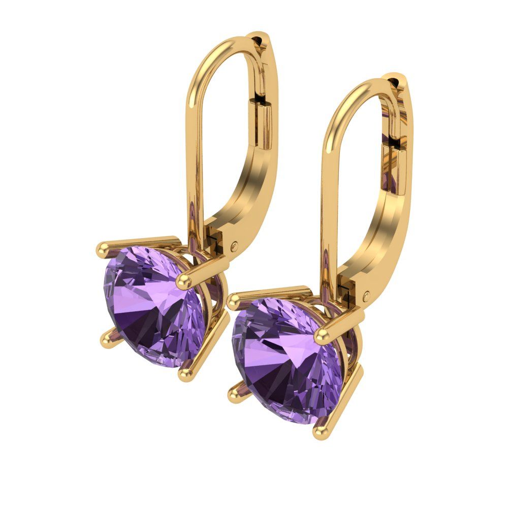3 ctw Alexandrite Drop Dangle Earrings | 7.5mm Round Cut White Gold Lever Back | June Birthstone