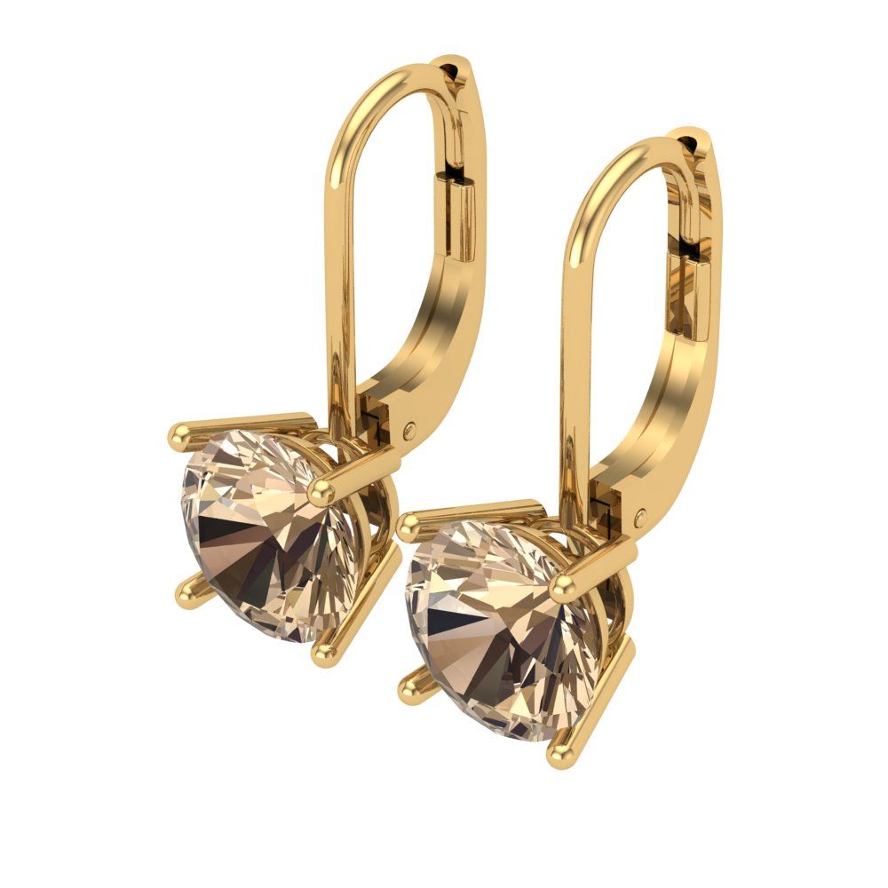 3 ctw Yellow Moissanite Drop Dangle Earrings | 7.5mm Round Cut White Gold Lever Back | April Birthstone