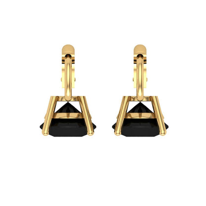 3 ctw Onyx Drop Dangle Earrings | 7.5mm Round Cut White Gold Lever Back | July Birthstone