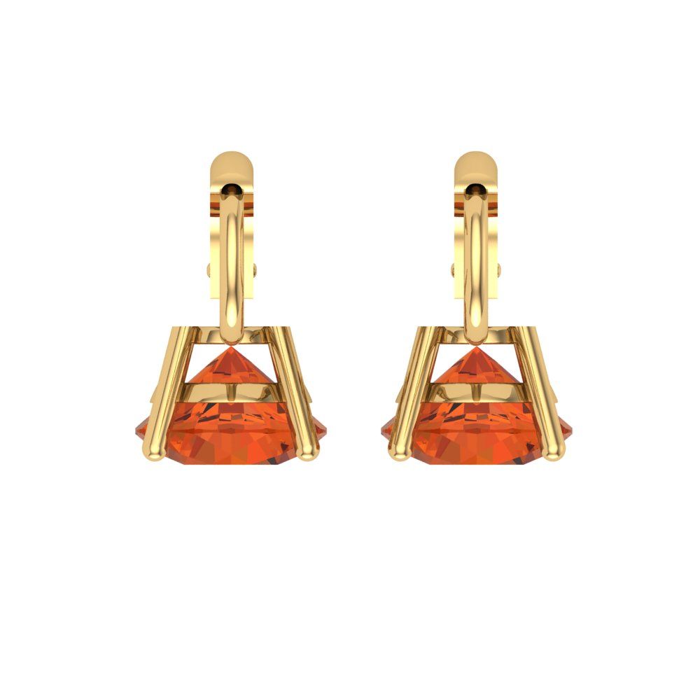 3 ctw Red Zirconia Drop Dangle Earrings | 7.5mm Round Cut White Gold Lever Back | April Birthstone