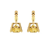 3 ct Brilliant Round Cut Drop Dangle Yellow Simulated Diamond Stone Yellow Gold Earrings Lever Back