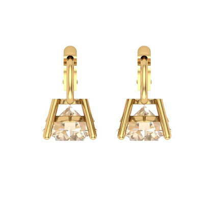 3 ctw Morganite Drop Dangle Earrings | 7.5mm Round Cut White Gold Lever Back | February Birthstone