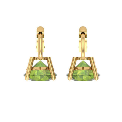 3 ctw Peridot Drop Dangle Earrings | 7.5mm Round Cut White Gold Lever Back | August Birthstone