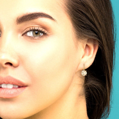 3 ctw Morganite Drop Dangle Earrings | 7.5mm Round Cut White Gold Lever Back | February Birthstone