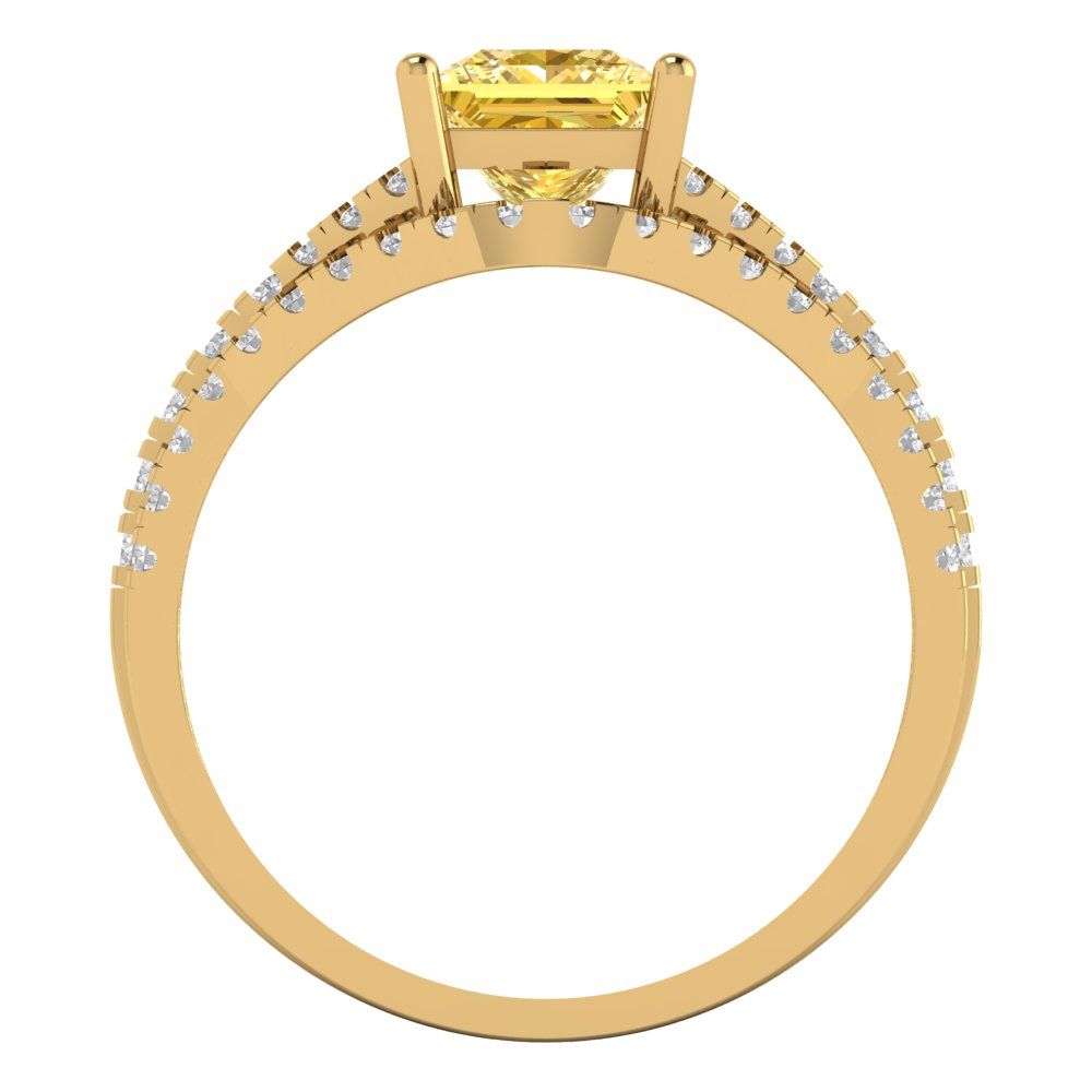 3.4 cttw Princess Cut Natural Citrine Bridal Set - Solid Yellow Gold Engagement Ring & Wedding Band