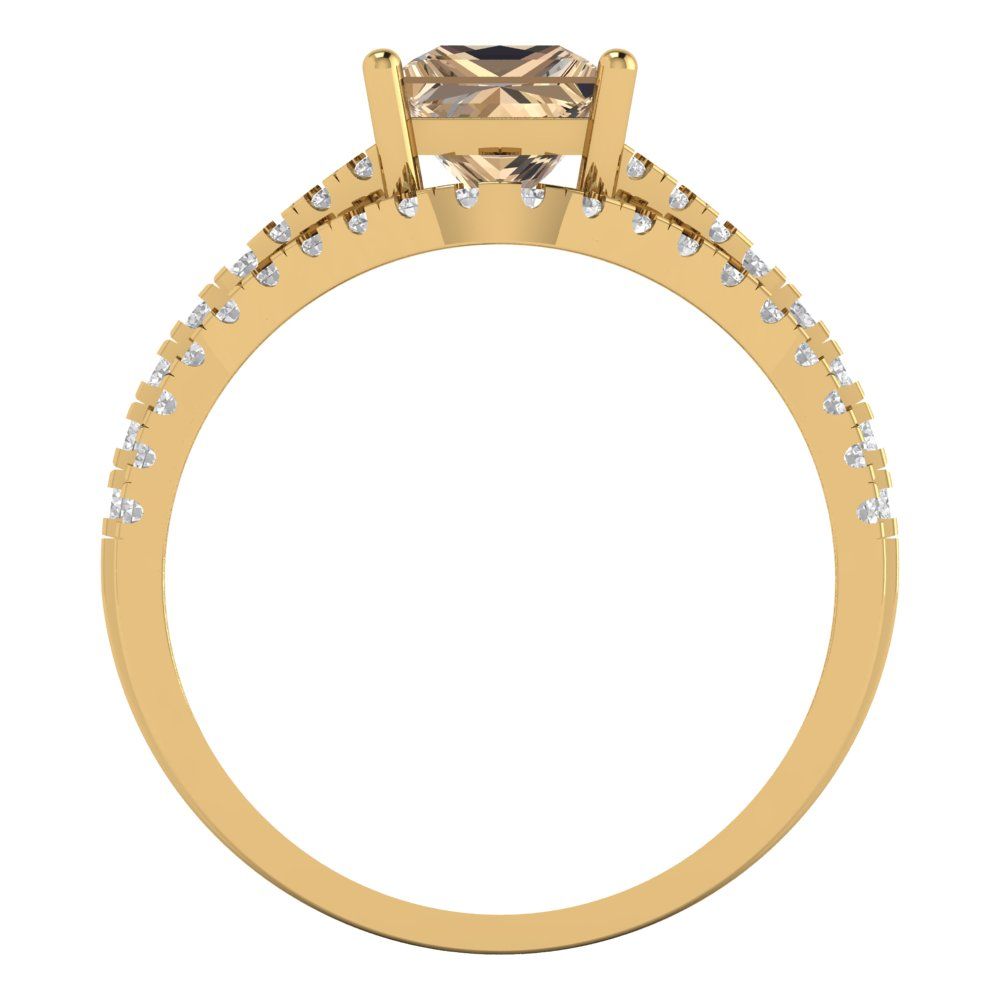 3.4 cttw Princess Cut Yellow Moissanite Bridal Set - Solid Yellow Gold Engagement Ring & Wedding Band