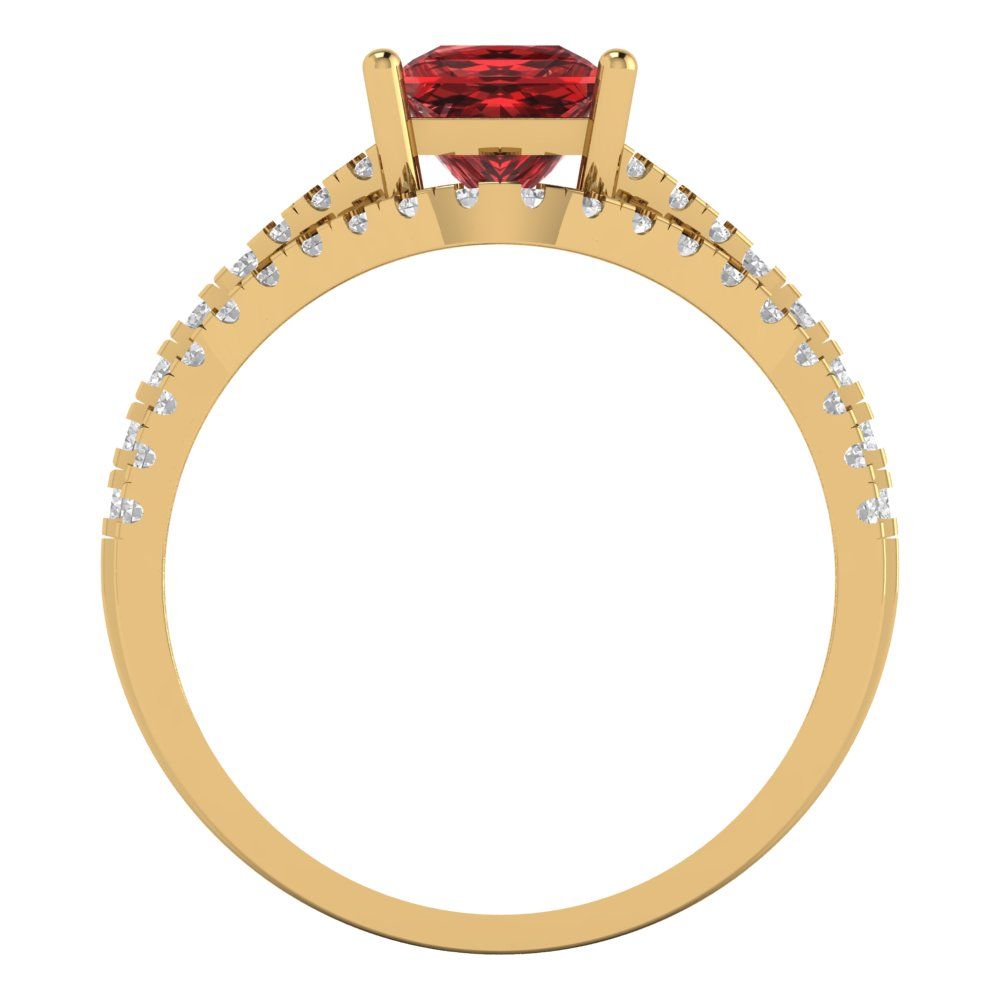 3.4 cttw Princess Cut Natural Garnet Bridal Set - Solid Yellow Gold Engagement Ring & Wedding Band