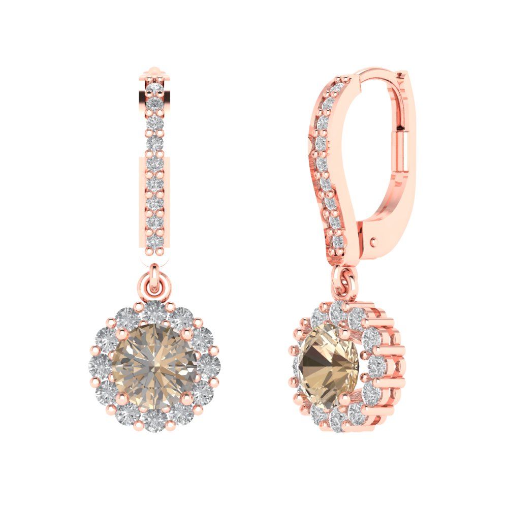 2.235 ctw Yellow Moissanite Drop Dangle Earrings | 6mm Round Cut White Gold Lever Back | April Birthstone