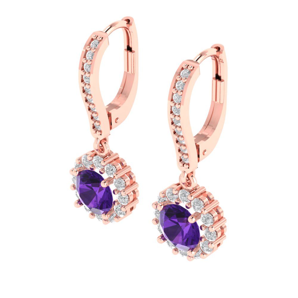 2.235cttw Amethyst Gold-Plated 925 Silver Lever Back Drop Dangle Earrings