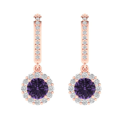 2.235cttw Alexandrite Gold-Plated 925 Silver Lever Back Drop Dangle Earrings