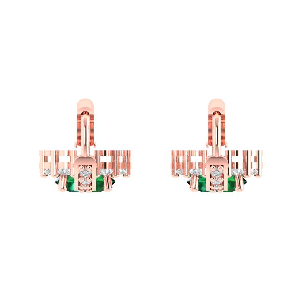 2.235 ctw Emerald Drop Dangle Earrings | 6mm Round Cut White Gold Lever Back | May Birthstone