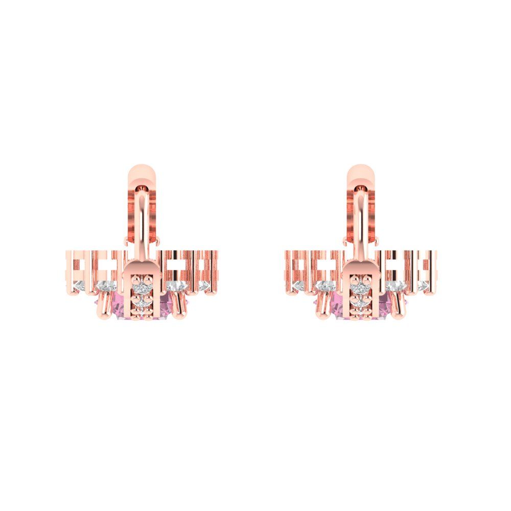 2.235 ctw Pink Zirconia Drop Dangle Earrings | 6mm Round Cut White Gold Lever Back | April Birthstone